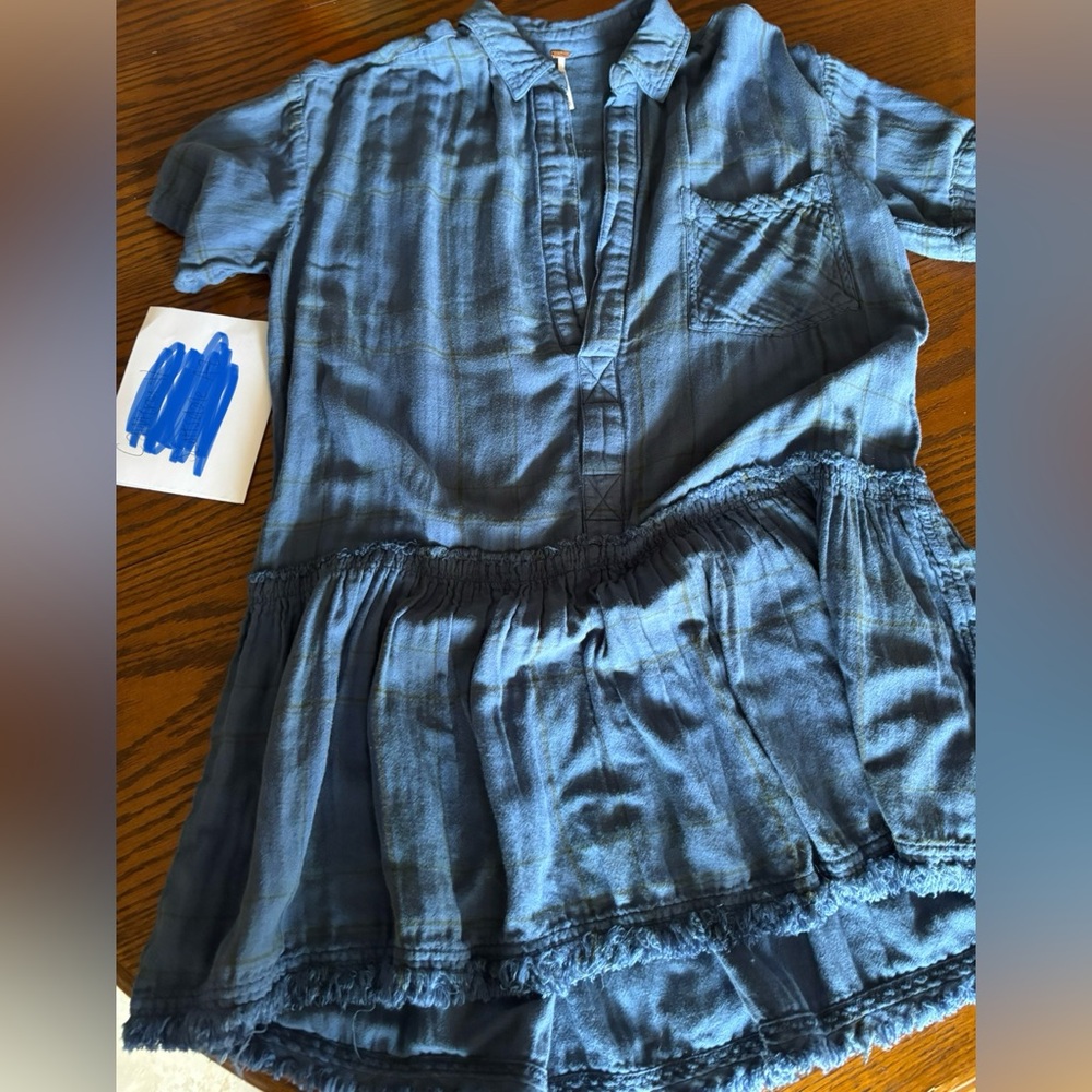 Free People Blue Plaid Dress